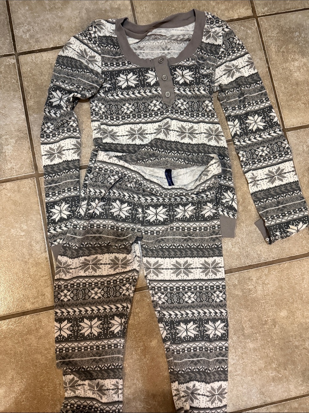 Tommy Hilfiger Grey and White Fair Isle Kids Pajama Set